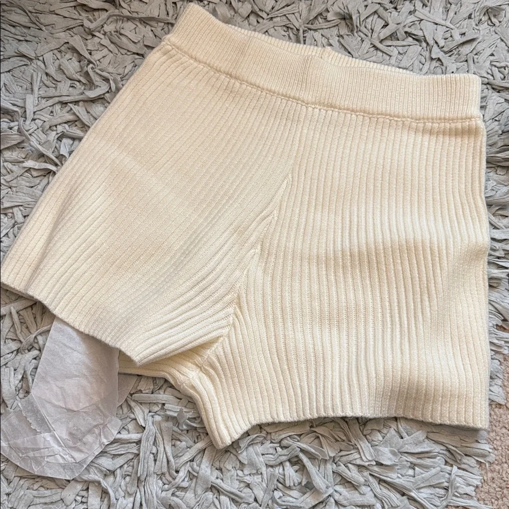 Vici Cozy Cream Ribbed Knit Shorts